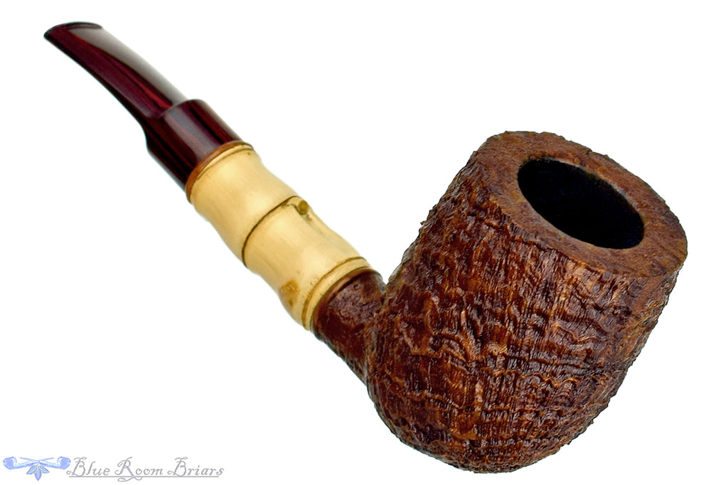 Blue Room Briars is proud to present this Bill Walther Large Sandblast Billiard with Buddha Bamboo and Brindle