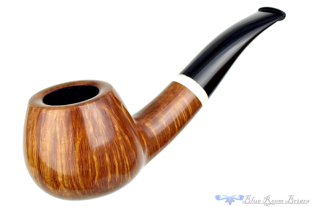 Blue Room Briars is proud to present this Brian Madsen Pipe Smooth Bent Apple with Camel Bone
