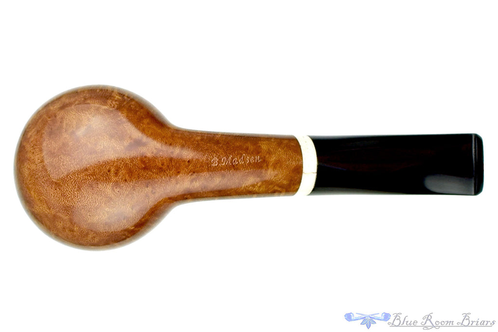 Blue Room Briars is proud to present this Brian Madsen Pipe Smooth Bent Apple with Camel Bone