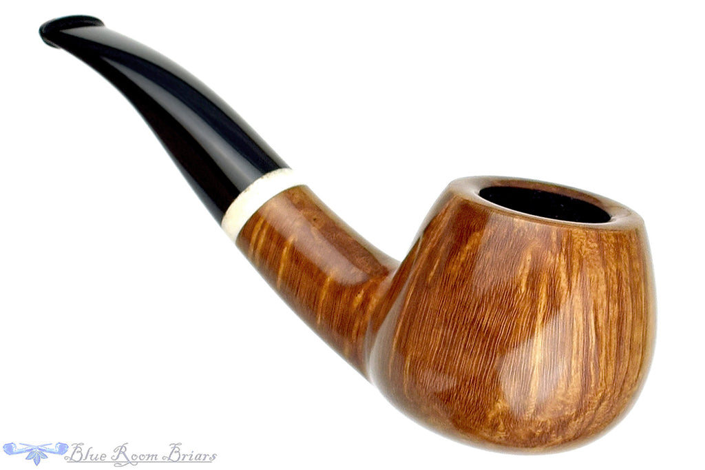 Blue Room Briars is proud to present this Brian Madsen Pipe Smooth Bent Apple with Camel Bone