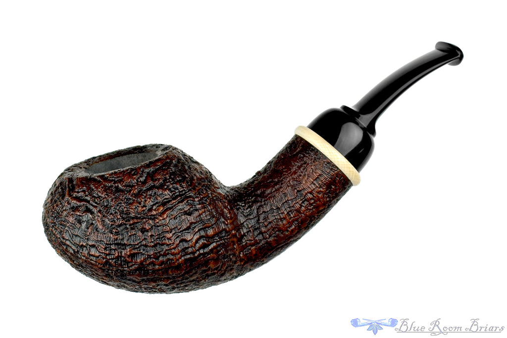 Bill Shalosky Pipe 582 Bent Contrast Blast Tomato with Mammoth Ivory