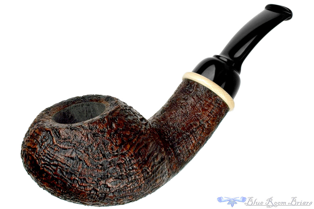 Blue Room Briars is proud to present this Bill Shalosky Pipe 582 Bent Contrast Blast Tomato with Mammoth Ivory