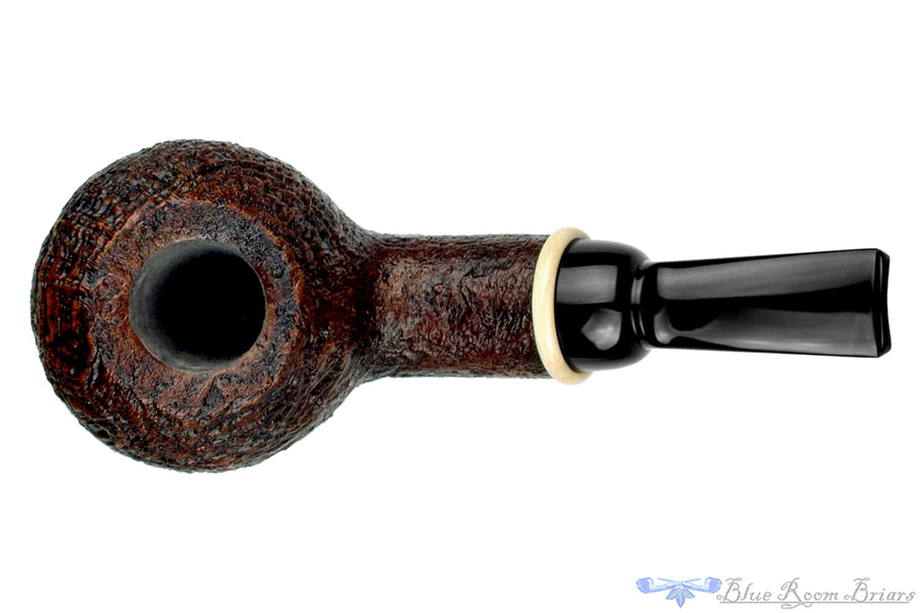Blue Room Briars is proud to present this Bill Shalosky Pipe 582 Bent Contrast Blast Tomato with Mammoth Ivory