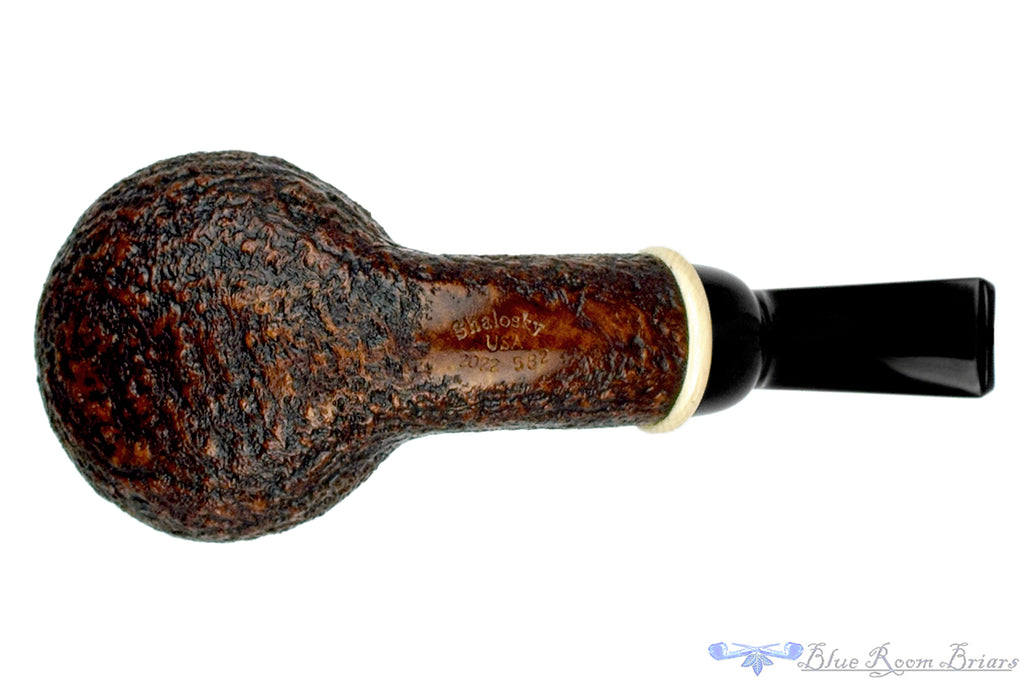 Blue Room Briars is proud to present this Bill Shalosky Pipe 582 Bent Contrast Blast Tomato with Mammoth Ivory