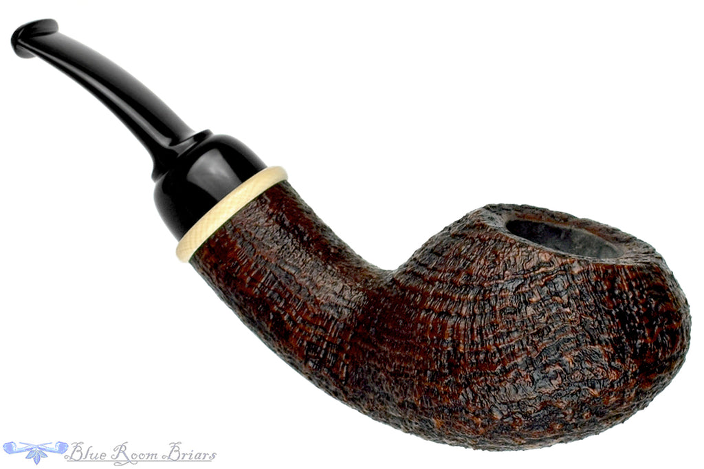 Blue Room Briars is proud to present this Bill Shalosky Pipe 582 Bent Contrast Blast Tomato with Mammoth Ivory