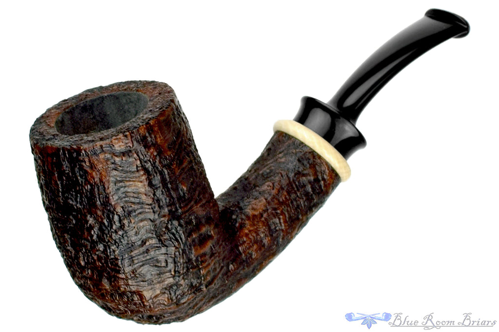 Blue Room Briars is proud to present this Bill Shalosky Pipe 580 Bent Contrast Blast Billiard with Mammoth Ivory