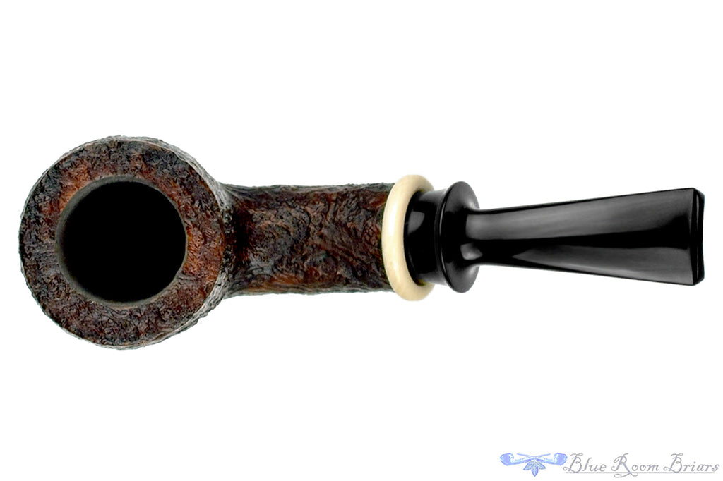 Blue Room Briars is proud to present this Bill Shalosky Pipe 580 Bent Contrast Blast Billiard with Mammoth Ivory
