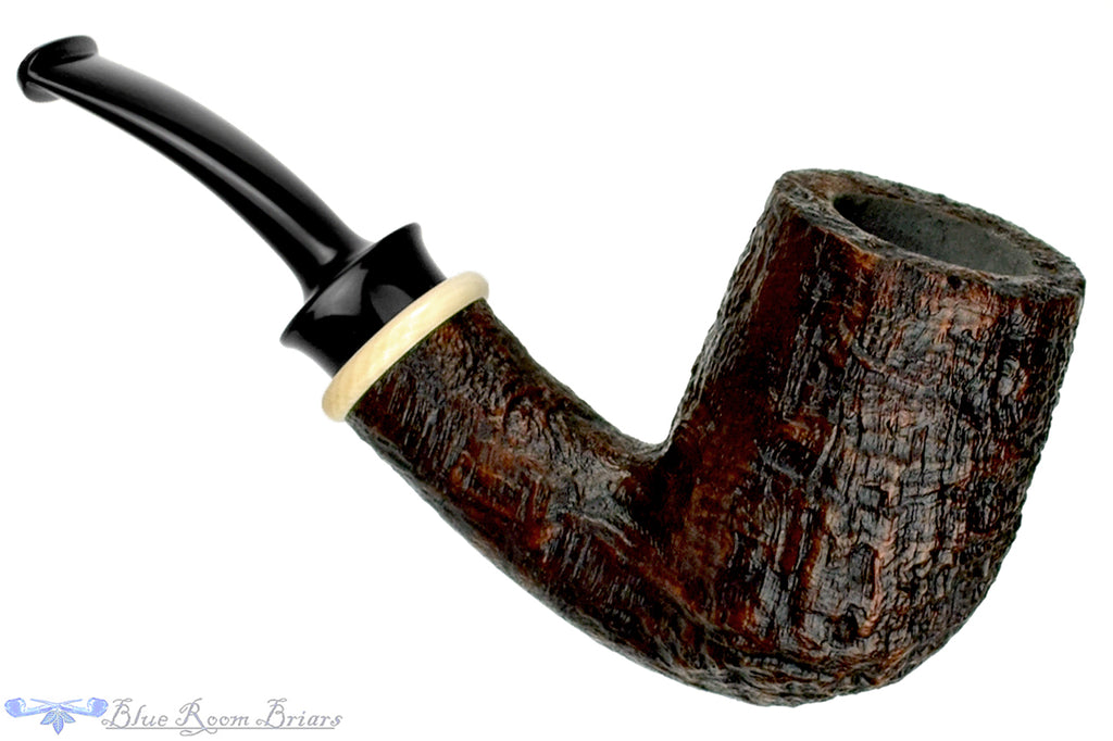 Blue Room Briars is proud to present this Bill Shalosky Pipe 580 Bent Contrast Blast Billiard with Mammoth Ivory