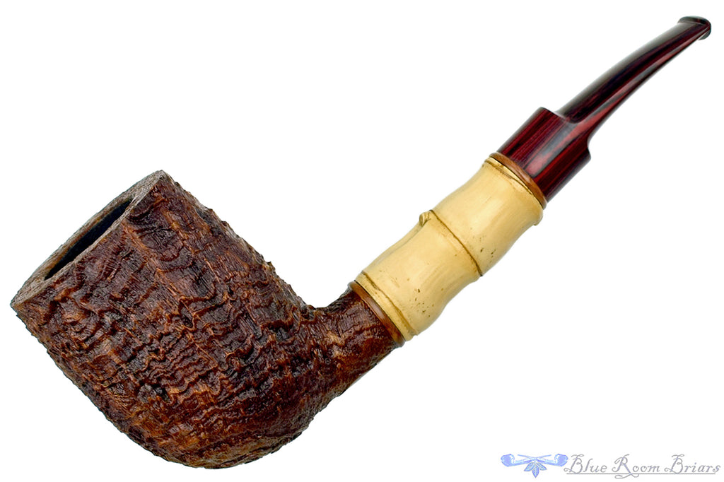 Bill Walther Pipe Large Sandblast Billiard with Buddha Bamboo and Brindle