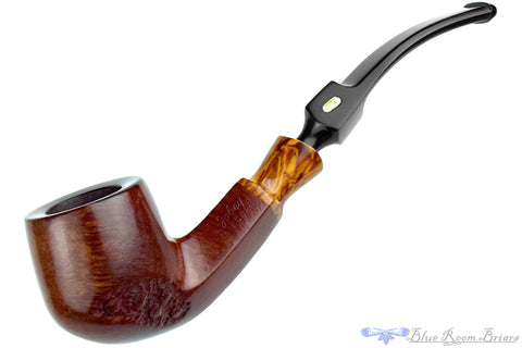 Savinelli Lolita 03 Bent Rusticated Pear (6mm Filter) with Oval Shank and Brass Estate Pipe