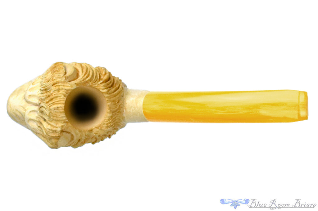 Blue Room Briars is proud to present this Meerschaum Bent Lion Figural UNSMOKED Estate Pipe