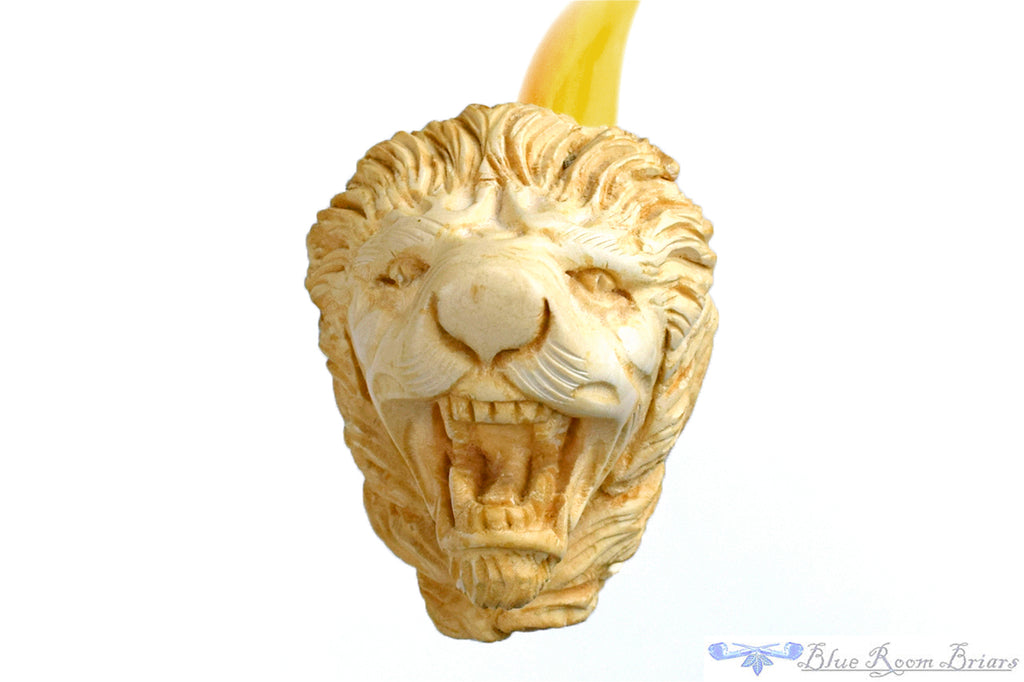 Blue Room Briars is proud to present this Meerschaum Bent Lion Figural UNSMOKED Estate Pipe
