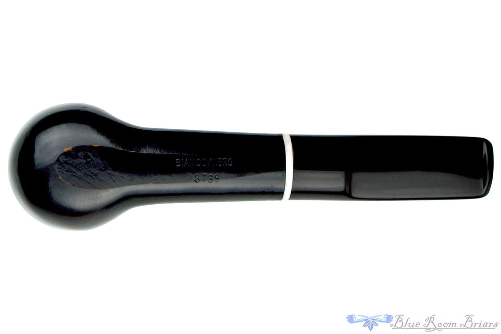Blue Room Briars is proud to present this Lorenzo (Bianco / Nero) 8738 Billiard (9mm Filter) Sitter with Acrylic Estate Pipe