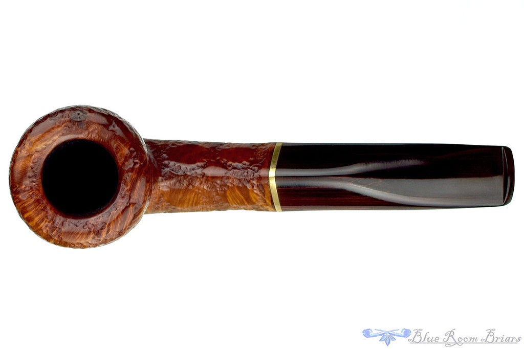 Blue Room Briars is proud to present this Savinelli Alligator 305 Bent Carved Scoop Dublin (6mm Filter) with Brass and Brindle UNSMOKED Estate Pipe