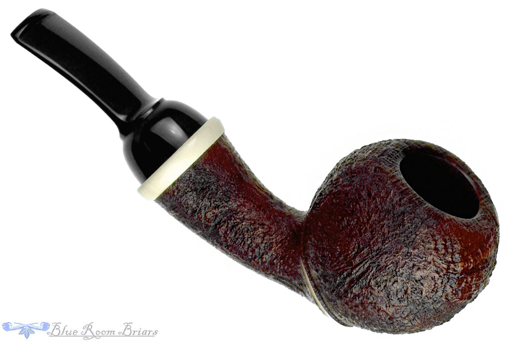 Blue Room Briars is proud to present this J. Alan 1506 (2018 Make) Bent Sandblast Tomato with Ivorite Estate Pipe