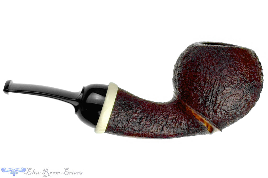 Blue Room Briars is proud to present this J. Alan 1506 (2018 Make) Bent Sandblast Tomato with Ivorite Estate Pipe