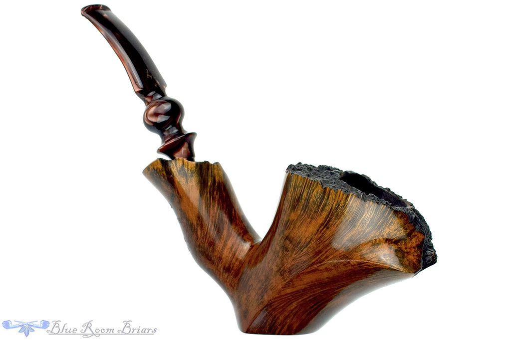 Blue Room Briars is proud to present this Ben Wade Golden Walnut Handmade Bent Freehand Sitter with Plateaux Estate Pipe