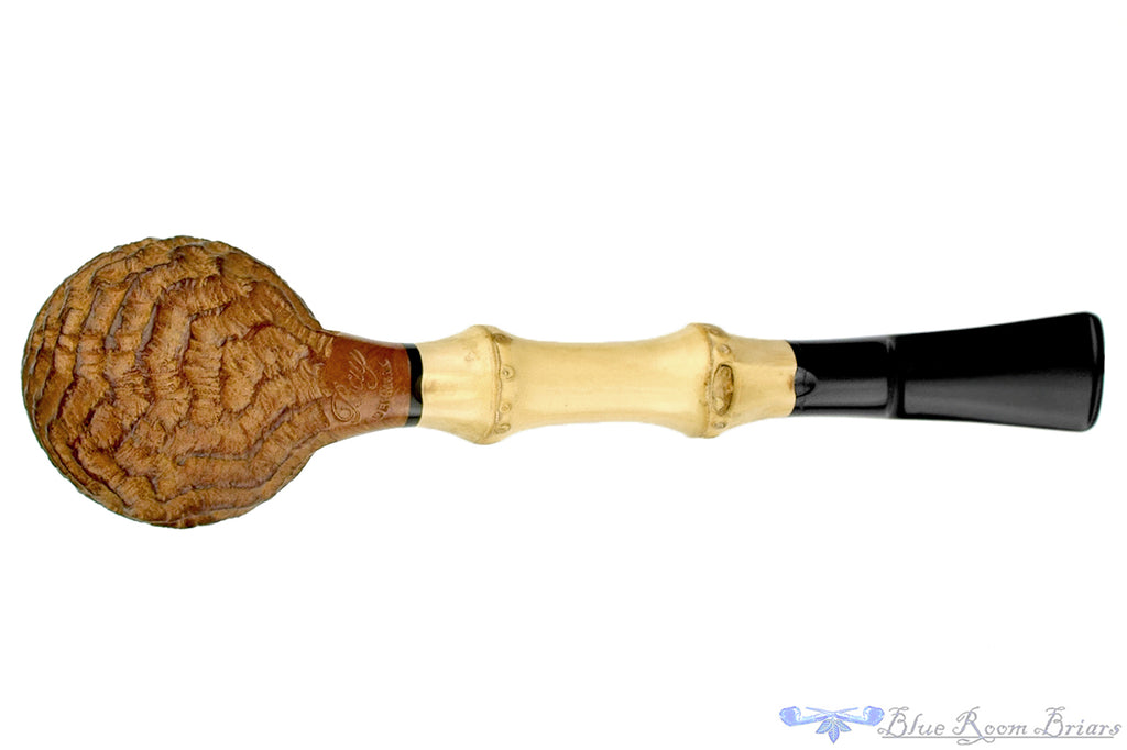Blue Room Briars is proud to present this Mike Sebastian Bay Carved Natural Apple with Bamboo Estate Pipe