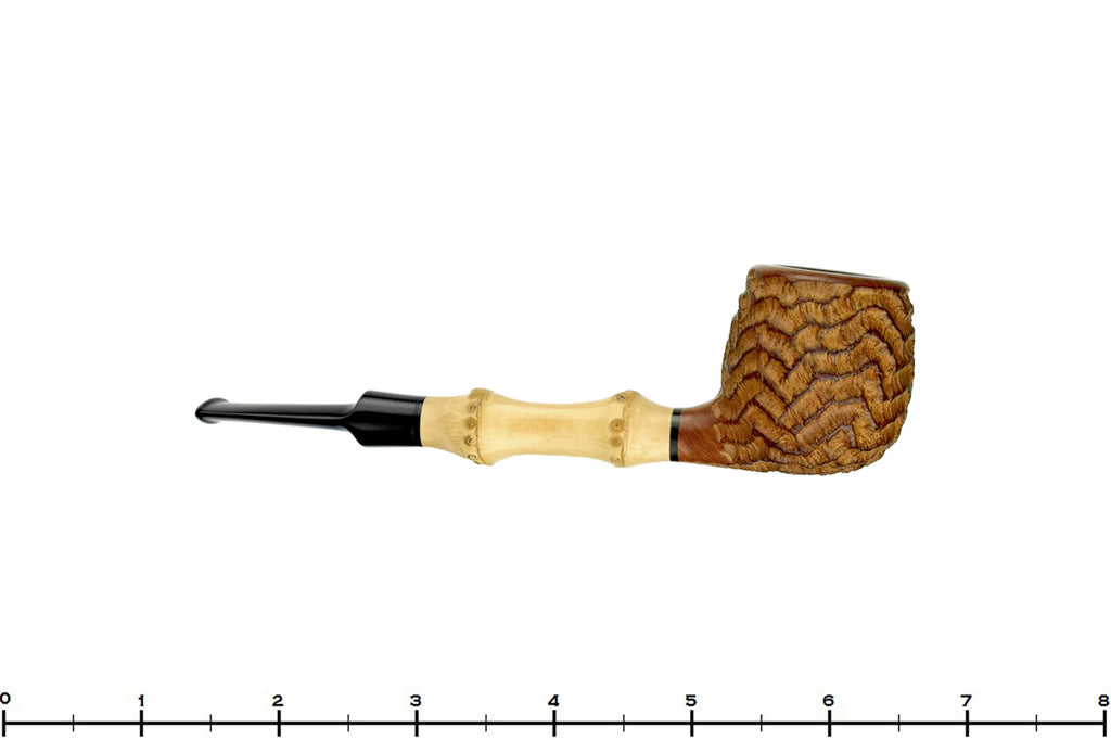 Blue Room Briars is proud to present this Mike Sebastian Bay Carved Natural Apple with Bamboo Estate Pipe