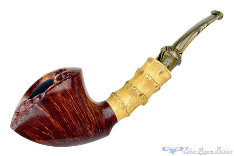 Nate King Pipe 870 Natural Crosscut Sandblast Smitty's Billiard with Jaguar Ebonite Stem