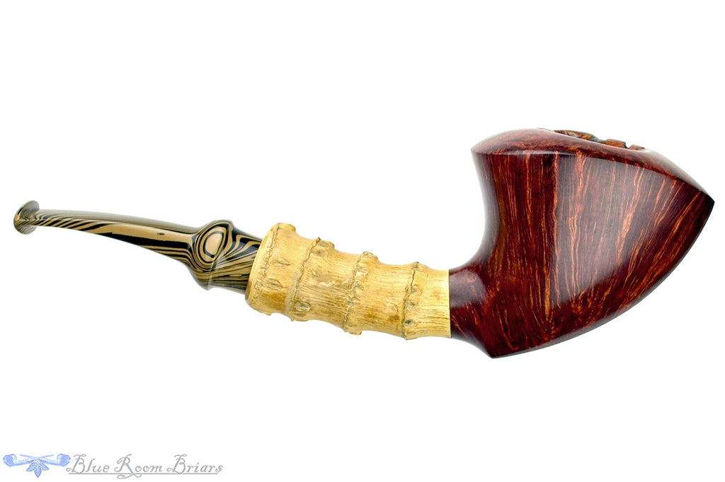 Blue Room Briars is proud to present this Nate King Pipe 773 Bent Racing Dublin with Bamboo and Plateau