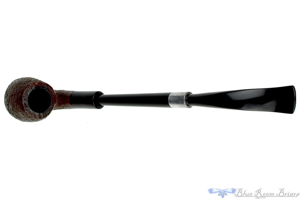Blue Room Briars is proud to present this Partner de Luxe Bent Sandblast Billiard with Ebonite and Shank Extension Estate Pipe