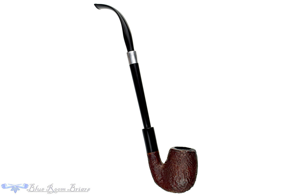 Blue Room Briars is proud to present this Partner de Luxe Bent Sandblast Billiard with Ebonite and Shank Extension Estate Pipe