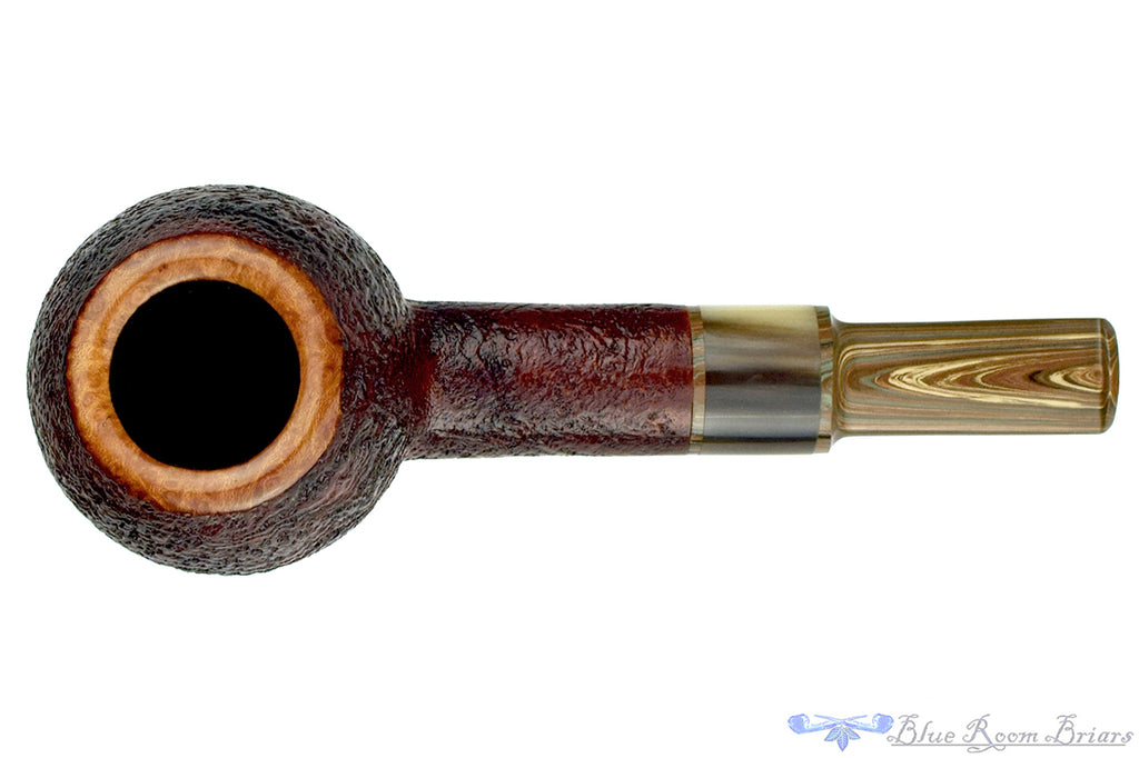 Blue Room Briars is proud to present this Nathan Armentrout Sandblast Tomato with Horn and Brindle UNSMOKED Estate Pipe