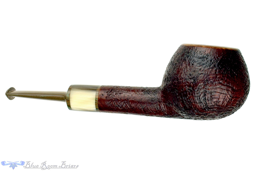 Blue Room Briars is proud to present this Nathan Armentrout Sandblast Tomato with Horn and Brindle UNSMOKED Estate Pipe