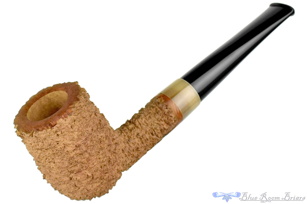 Blue Room Briars is proud to present this Bruno Nuttens Handmade Pipe Natural Rusticated Billiard with Horn