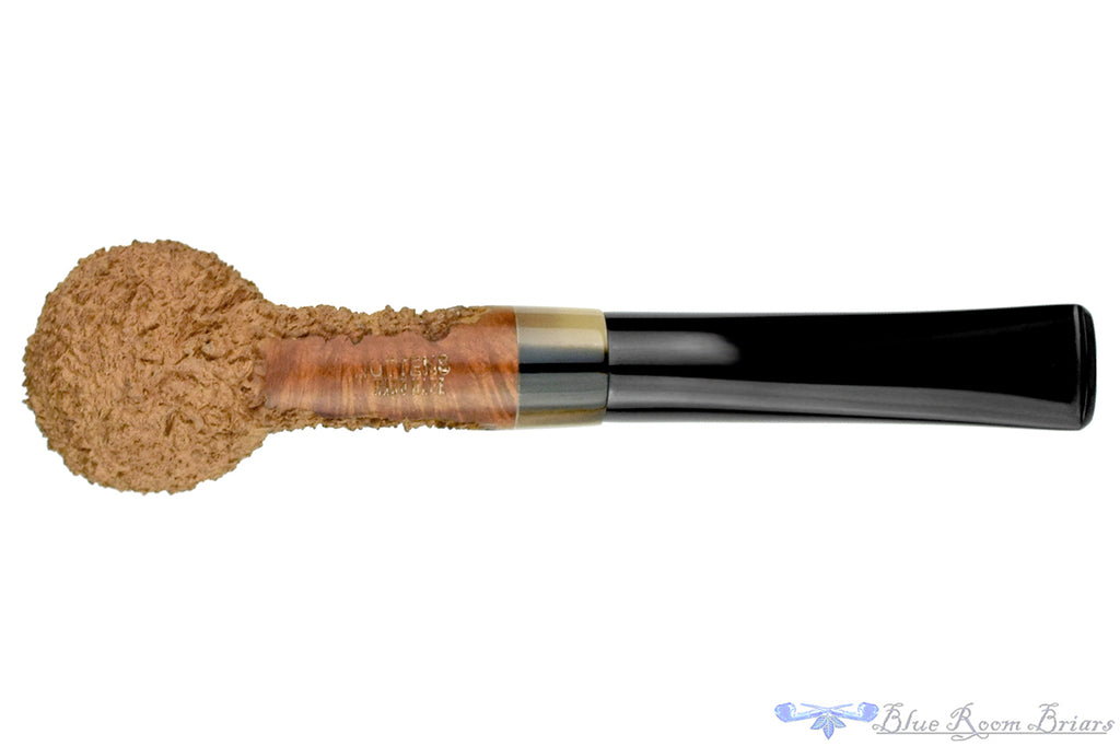 Blue Room Briars is proud to present this Bruno Nuttens Handmade Pipe Natural Rusticated Billiard with Horn