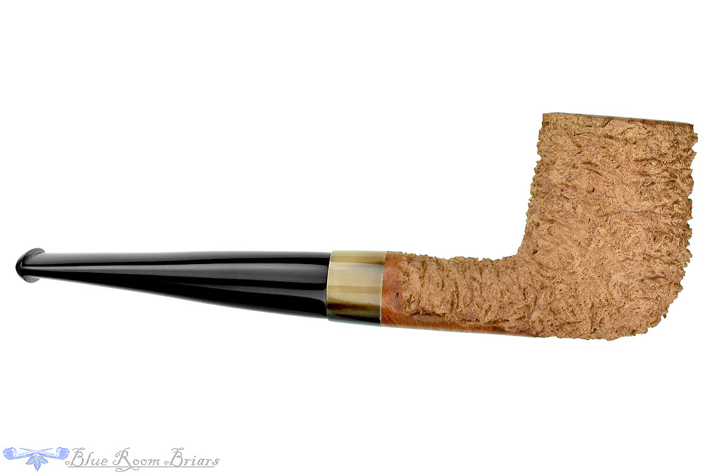 Blue Room Briars is proud to present this Bruno Nuttens Handmade Pipe Natural Rusticated Billiard with Horn