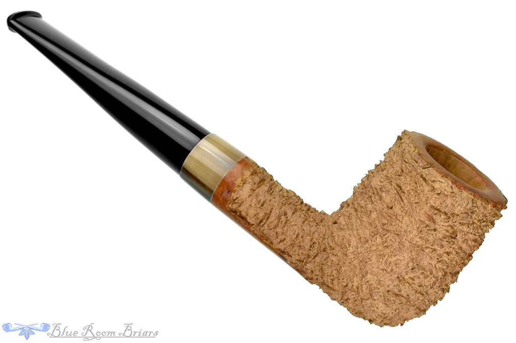 Blue Room Briars is proud to present this Bruno Nuttens Handmade Pipe Natural Rusticated Billiard with Horn