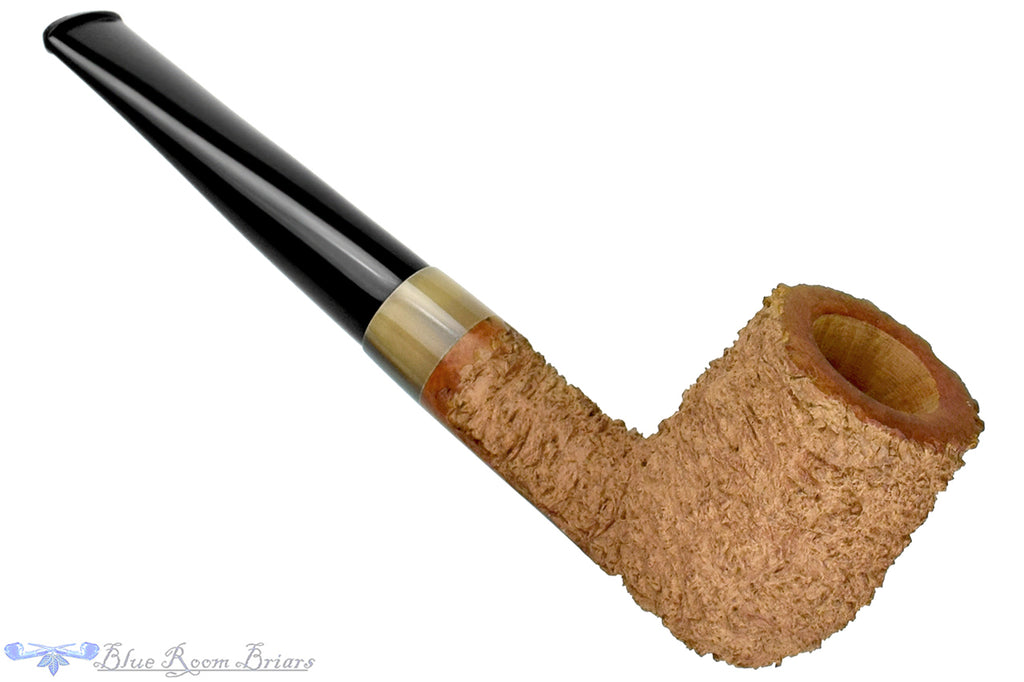 Blue Room Briars is proud to present this Bruno Nuttens Handmade Pipe Natural Rusticated Billiard with Horn