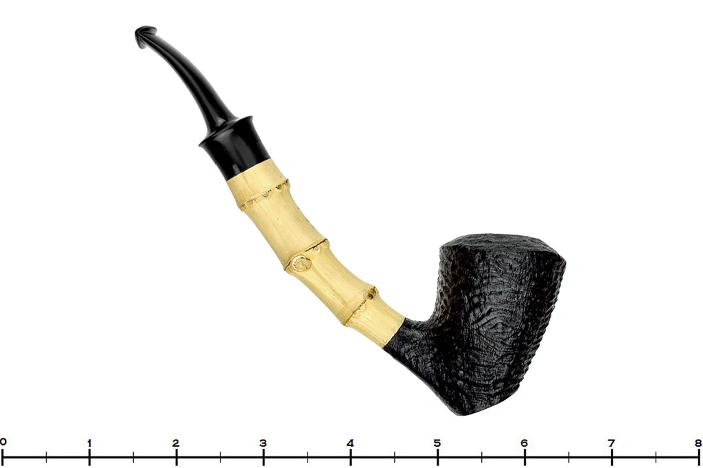 Blue Room Briars is proud to present this Dirk Heinemann Pipe Bent Ring Blast Tipsy Cherrywood Sitter with Bamboo