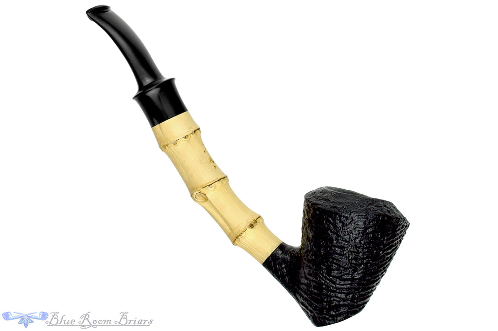 Blue Room Briars is proud to present this Dirk Heinemann Pipe Bent Ring Blast Tipsy Cherrywood Sitter with Bamboo