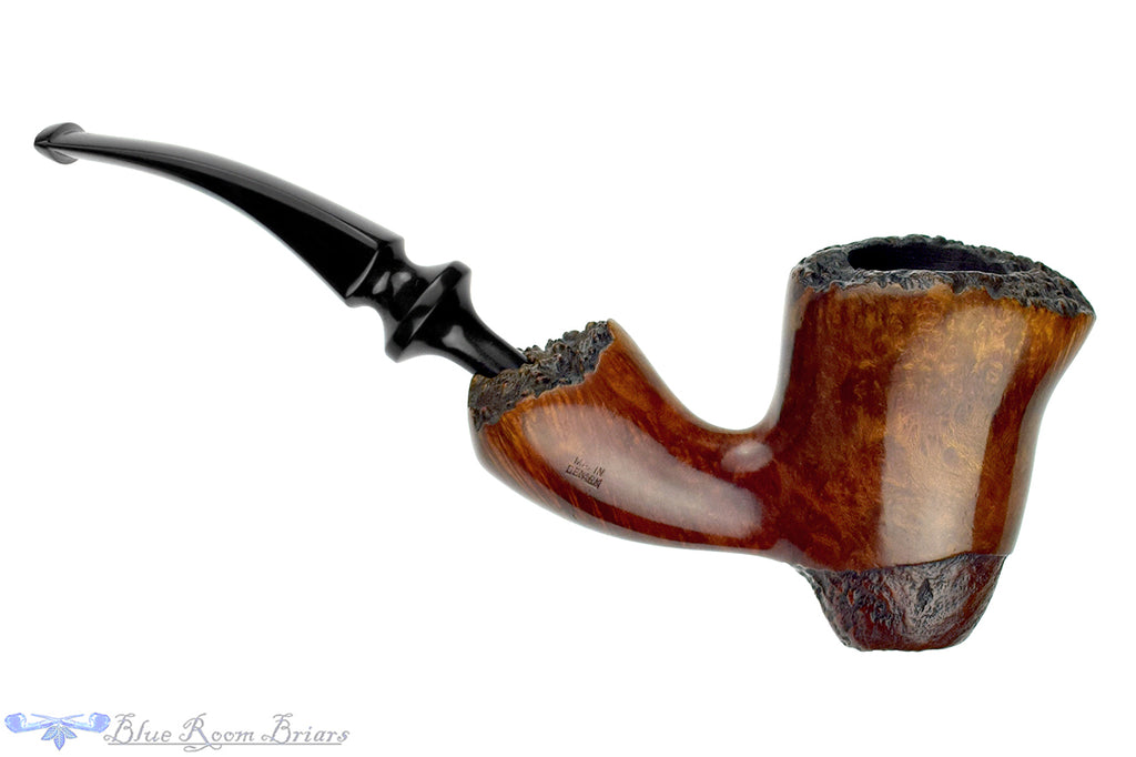 Blue Room Briars is proud to present this Viggo Nielsen Hand-Finished Bent Partial Blast Freehand with Plateaux Estate Pipe with Replacement Stem