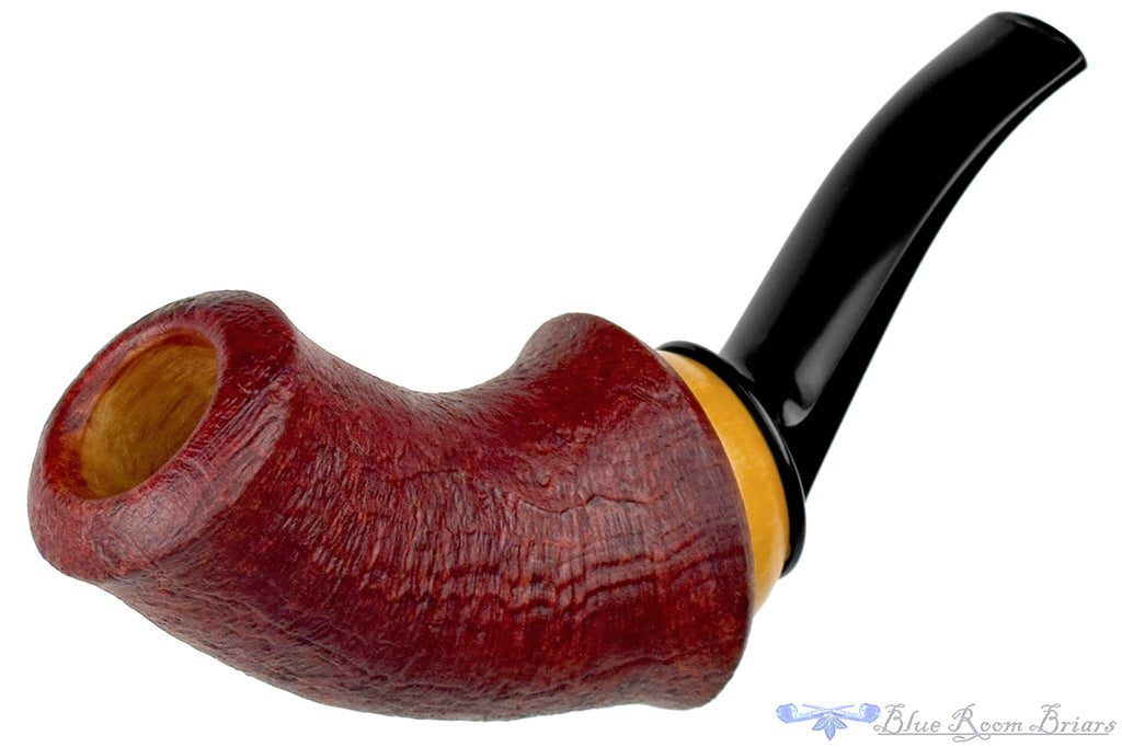 Blue Room Briars is proud to present this Marek Cikl Pipe Sandblast Reverse Calabash with Boxwood