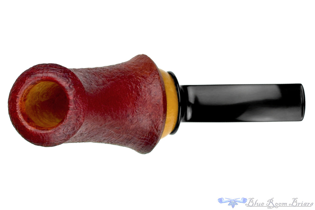 Blue Room Briars is proud to present this Marek Cikl Pipe Sandblast Reverse Calabash with Boxwood