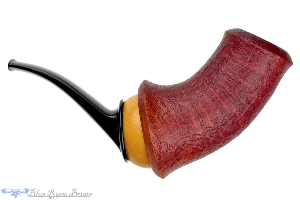 Blue Room Briars is proud to present this Marek Cikl Pipe Sandblast Reverse Calabash with Boxwood