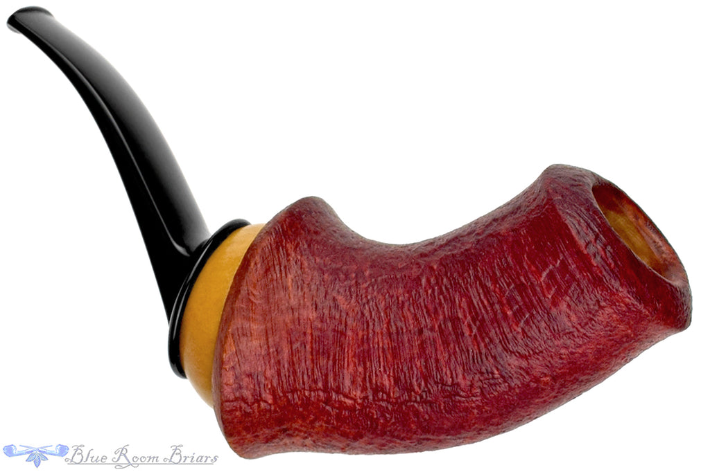 Blue Room Briars is proud to present this Marek Cikl Pipe Sandblast Reverse Calabash with Boxwood