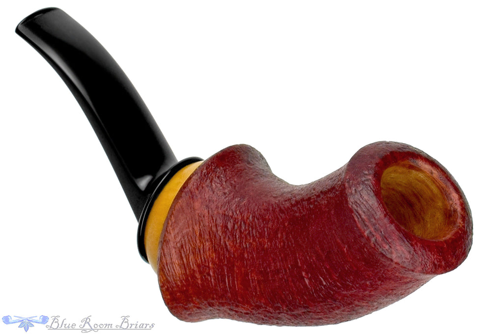 Blue Room Briars is proud to present this Marek Cikl Pipe Sandblast Reverse Calabash with Boxwood