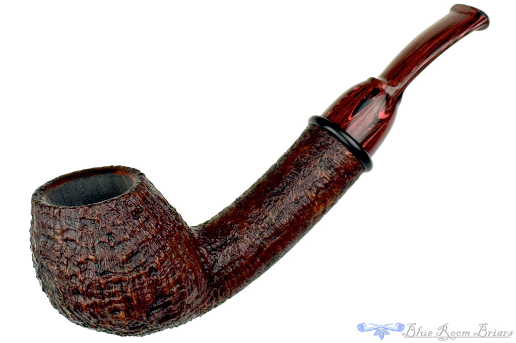 Blue Room Briars is proud to present this Bill Shalosky Pipe 657 Bent Sandblast Teapot with African Blackwood and Brindle