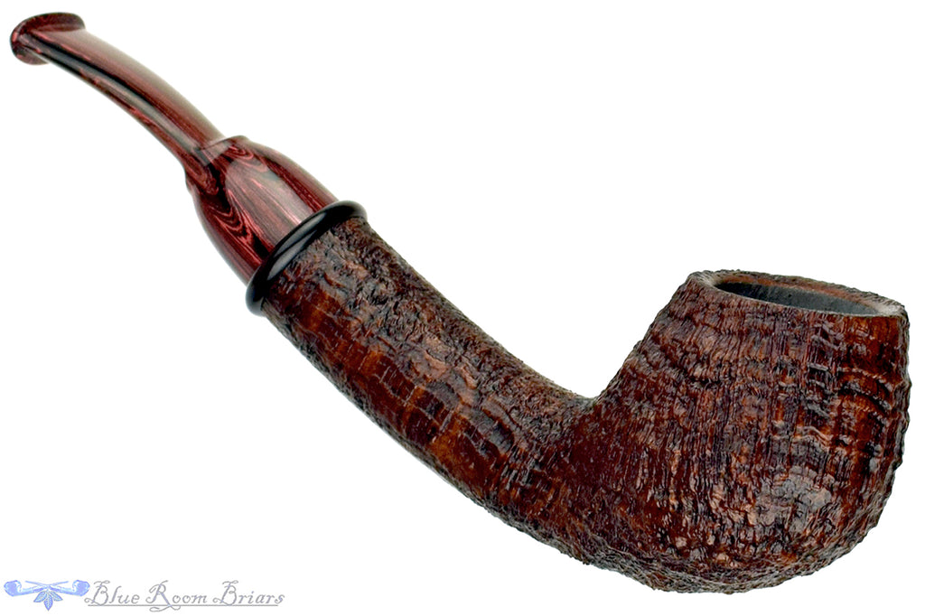 Blue Room Briars is proud to present this Bill Shalosky Pipe 657 Bent Sandblast Teapot with African Blackwood and Brindle