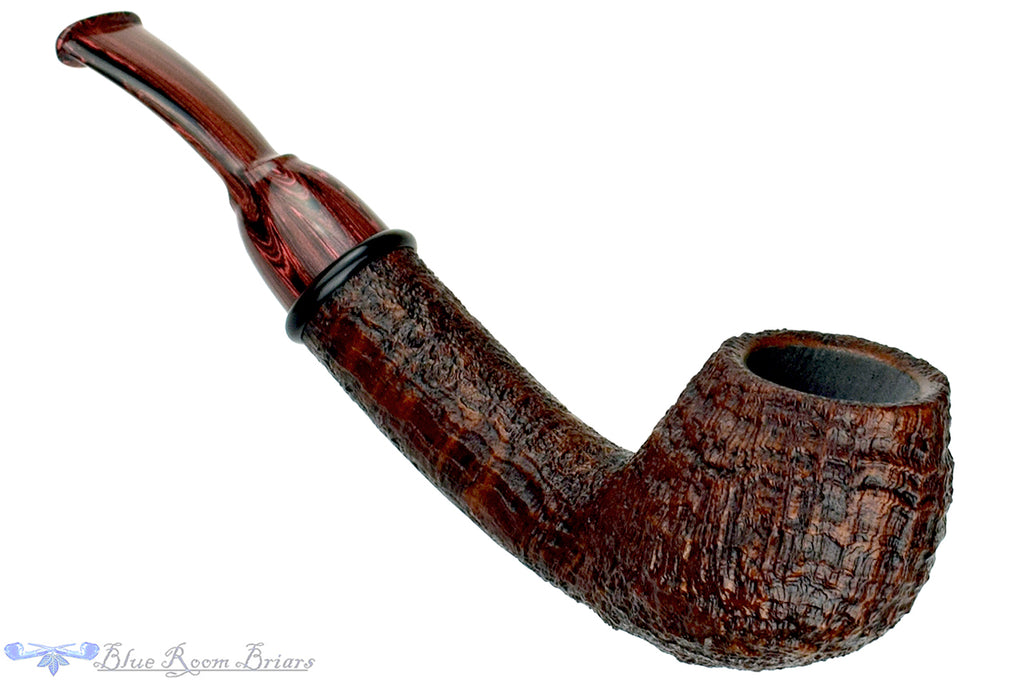 Blue Room Briars is proud to present this Bill Shalosky Pipe 657 Bent Sandblast Teapot with African Blackwood and Brindle