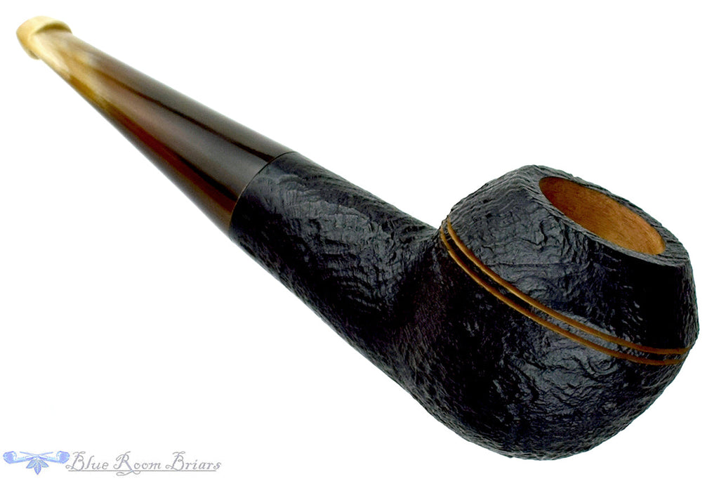 Blue Room Briars is proud to present this Ropp Vintage Briar 996D Black Blast Straight Rhodesian with Horn Stem UNSMOKED Estate Pipe