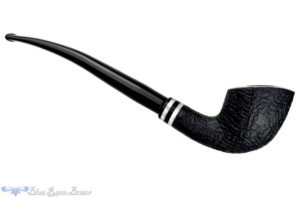 Stanwell Black White 404 1/4 Bent Black Blast Horn with Arylic and 2 Stems UNSMOKED Estate Pipe