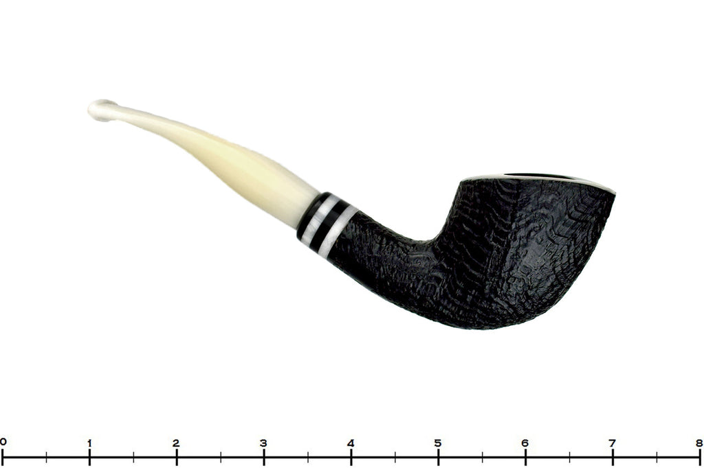 Stanwell Black White 404 1/4 Bent Black Blast Horn with Arylic and 2 Stems UNSMOKED Estate Pipe