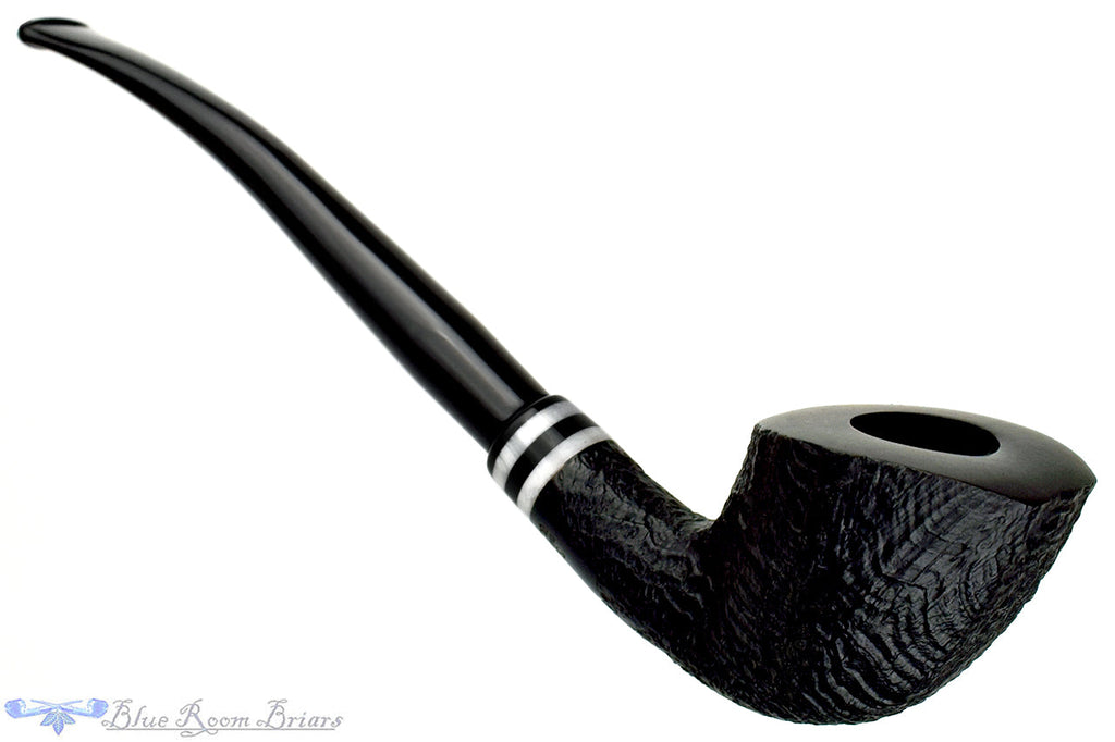 Stanwell Black White 404 1/4 Bent Black Blast Horn with Arylic and 2 Stems UNSMOKED Estate Pipe