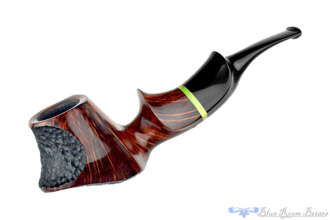 Bruno Nuttens Handmade Pipe Natural Rusticated Billiard with Horn
